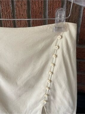 Butter yellow linen Mini Skirt
